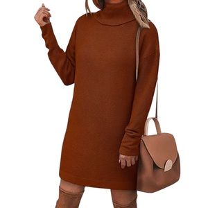 Sale! NWOT Long Sleeve Brown Turtleneck Sweater Dress